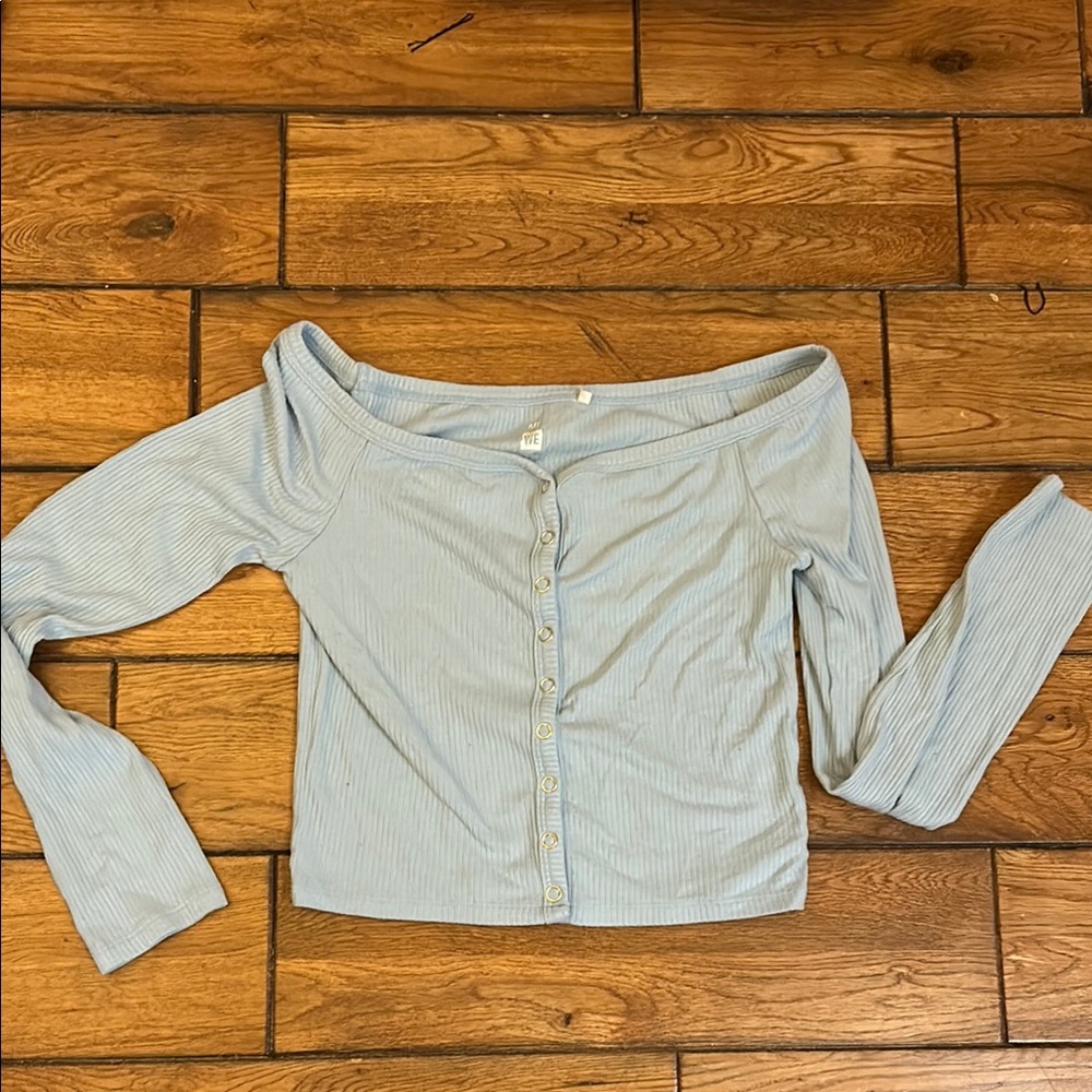 Light Blue Off-Shoulder Women's Top
